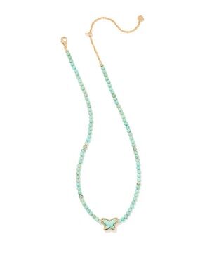 Jade Green Beaded Butterfly Kendra Scott Gold Necklace